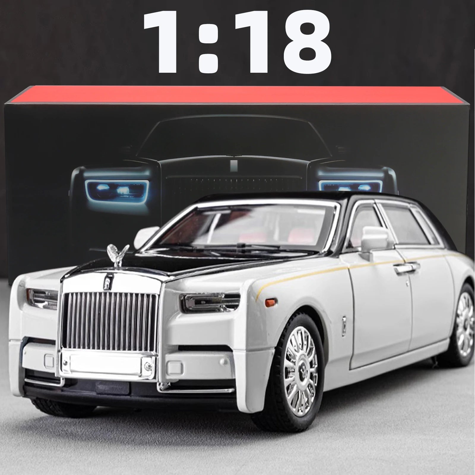 1:18 Rolls-Royce Phantom Collectible Diecast Car – Realistic Details, Lights & Sound