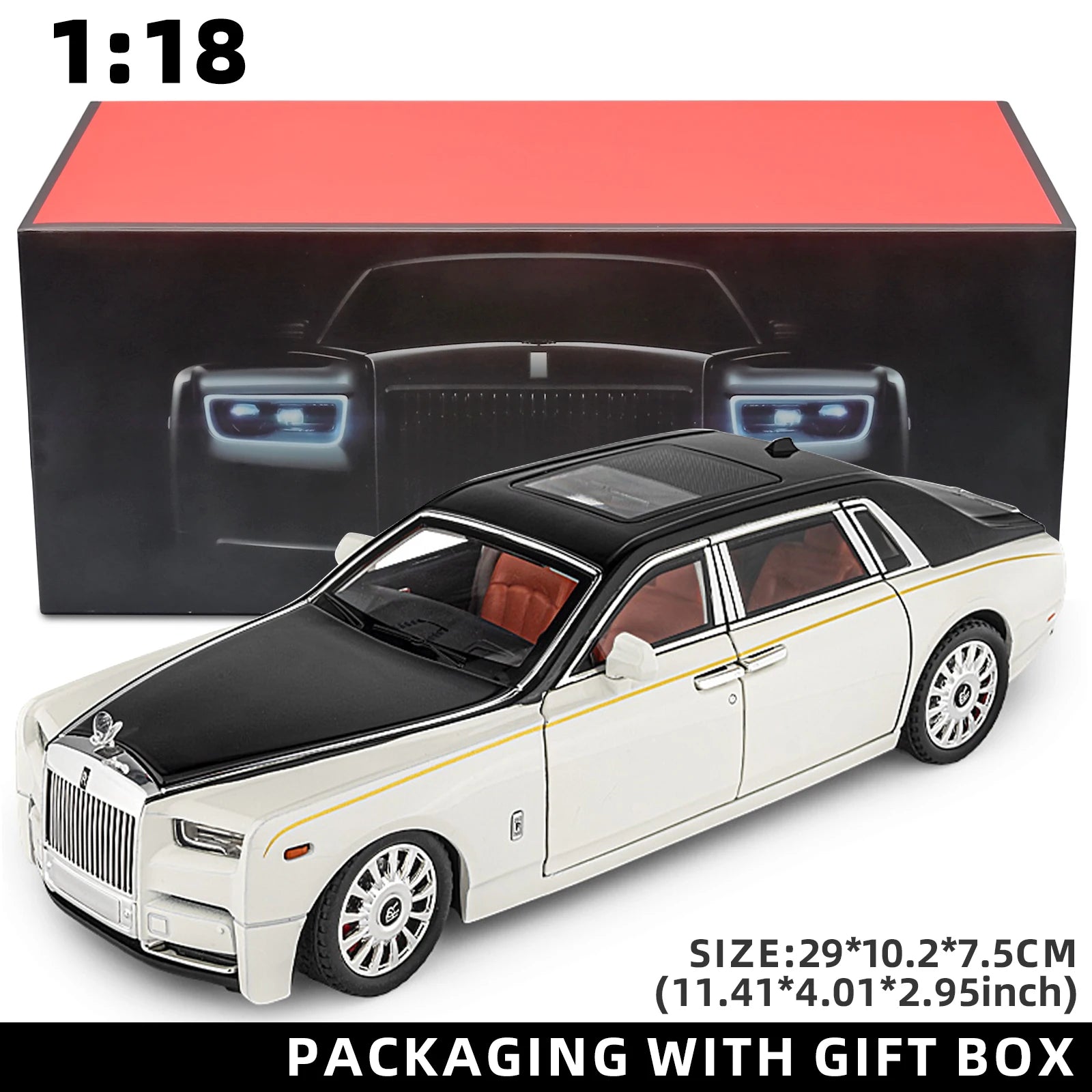 1:18 Rolls-Royce Phantom Collectible Diecast Car – Realistic Details, Lights & Sound