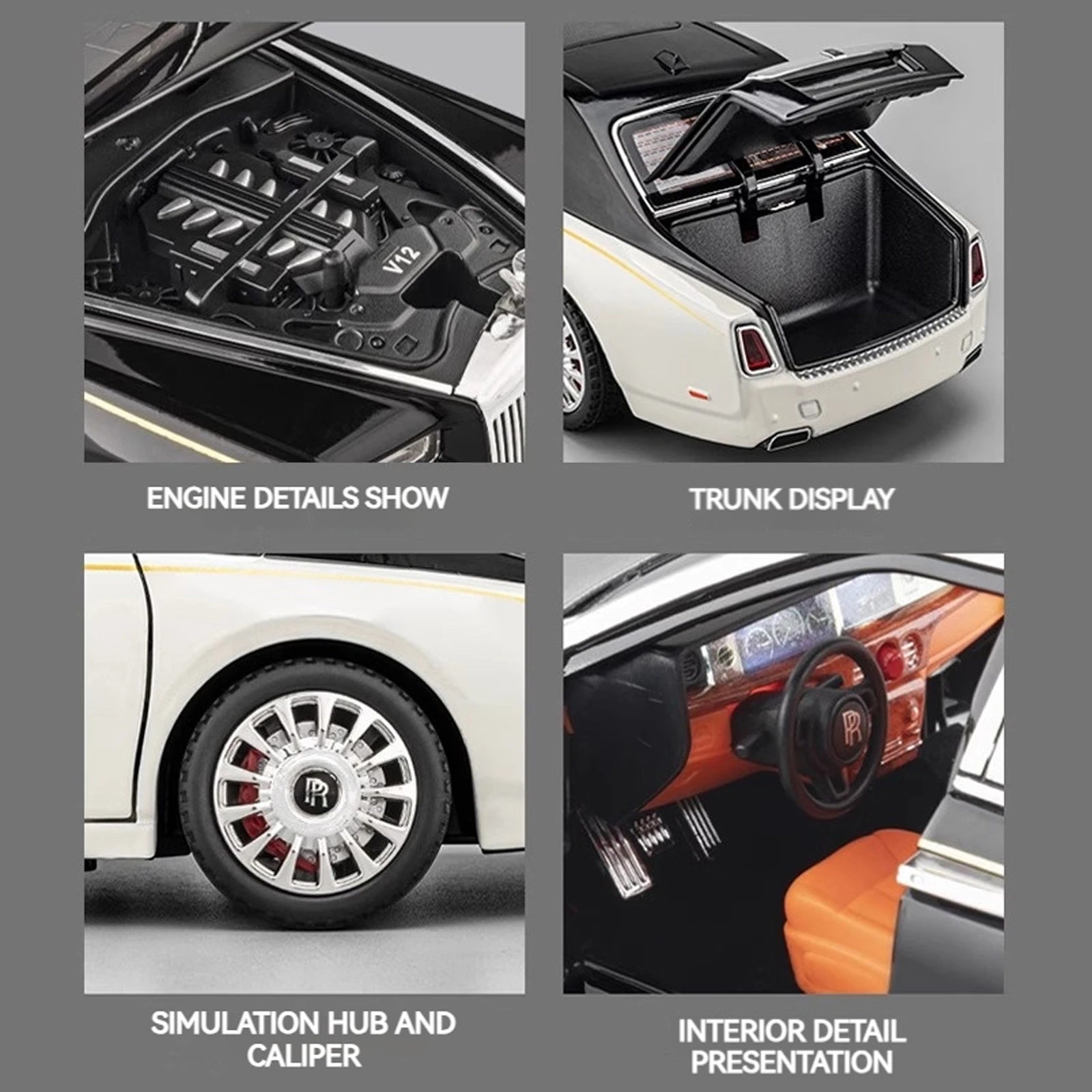 1:18 Rolls-Royce Phantom Collectible Diecast Car – Realistic Details, Lights & Sound