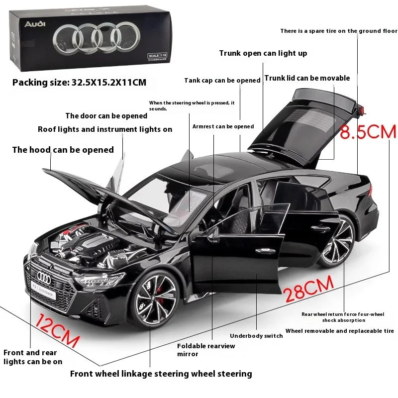 1:18 Audi RS7 Sportback Diecast Model Car – Remote Control with Lights & Sound
