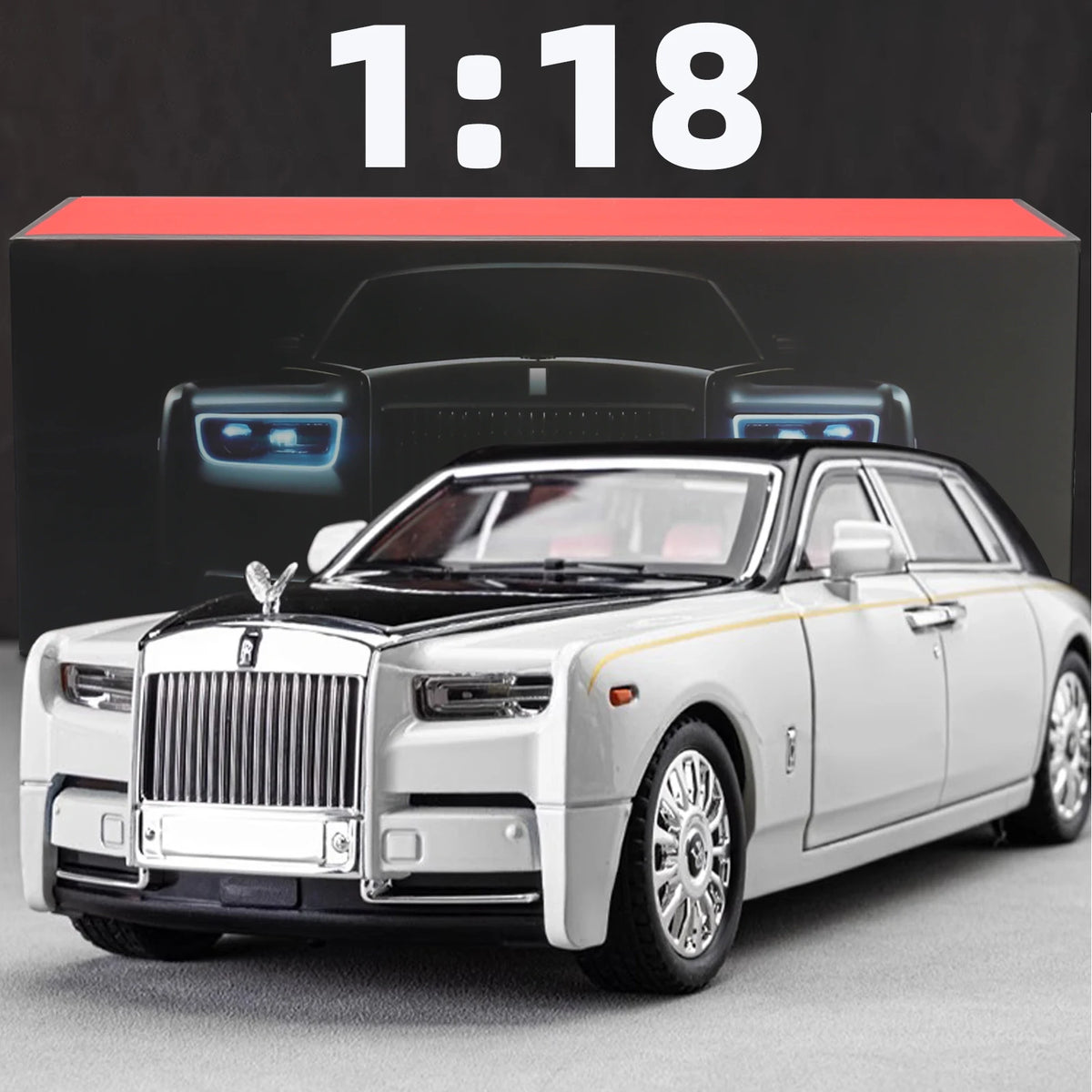 1:18 Rolls-Royce Phantom Collectible Diecast Car – Realistic Details, Lights & Sound
