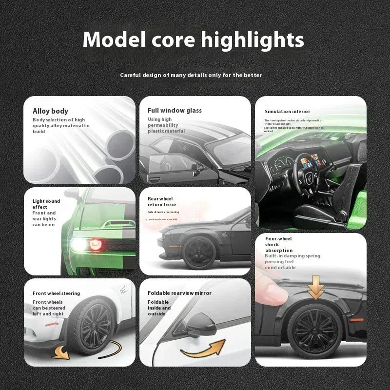 1:22 Dodge Challenger Redeye Hellcat Diecast Model Car – Lights & Sound